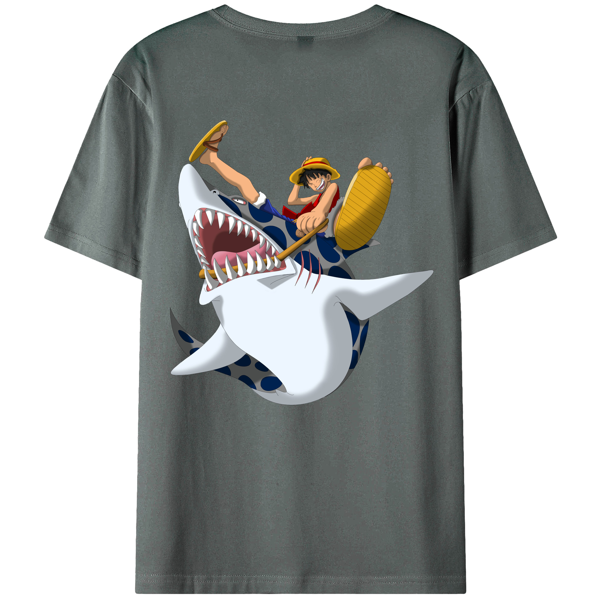 ワンピース モンキー・D・ルフィ ONE PIECE Monkey D. Luffy 綿100％ メンズ半袖Tシャツ（バックプリント） 通気性